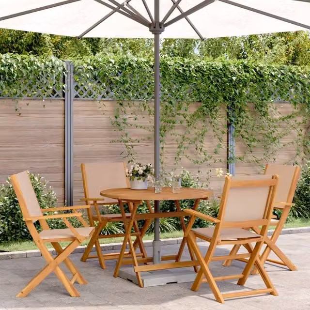 Berkfield Home 5 Piece Garden Dining Set in Taupe Beige Acacia Wood
