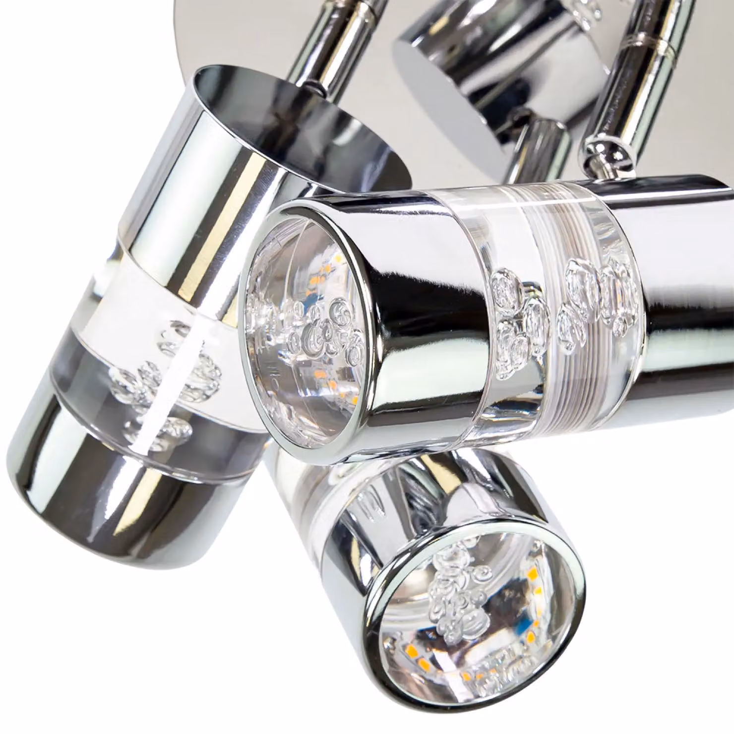 Happy Homewares Chrome Bathroom LED Ceiling Spot Light with Transparent Acrylic Bubble Heads in Silver – 3