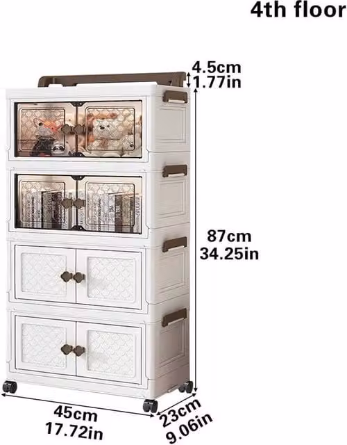 KORVIXA 4-Tier Large Folding Storage Box in White, W: 87 cm, D: 45 cm, H: 23 cm – 1