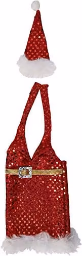 Shatchi Christmas Wine Bottle Cover Gift Bags in Red and White Textile – 2
