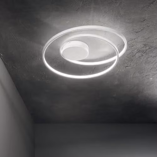 Ideal Lux Oz Integrated LED Semi Flush Ceiling Light, Black, 4000K Cool White – 1