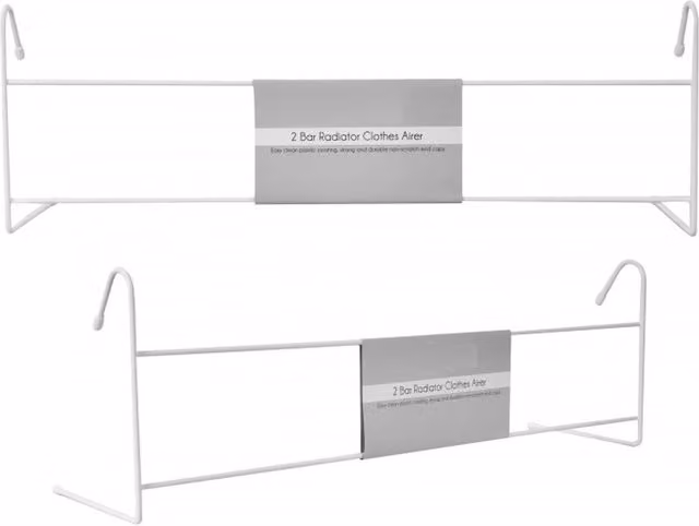 Coco & Gray 2x 2 Bar Radiator Clothes Airers, Compact Metal Drying Racks, White