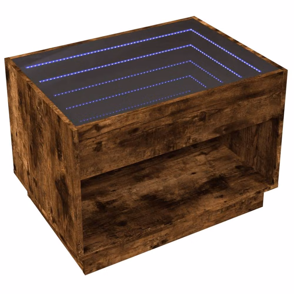 Berkfield Home Infinity LED Coffee Table in Smoked Oak Brown, W/D/H: 70 x 50 x 50 cm – 4