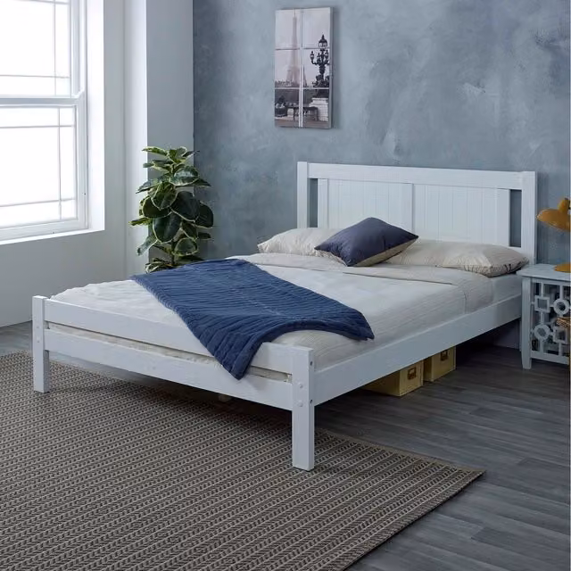 CAPTAINS TM Modern White Solid Pine Wooden Bed Frame, W/D/H: 120 x 200 cm