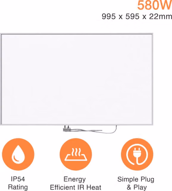 Mirrorstone White Freestanding Infrared Heating Panel W/D/H: 59.5 x 59.5 x 59.5 cm