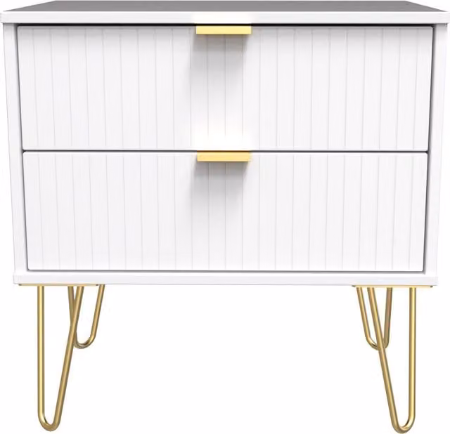 2 U Bexley 2 Drawer Side Table in White and Gold
