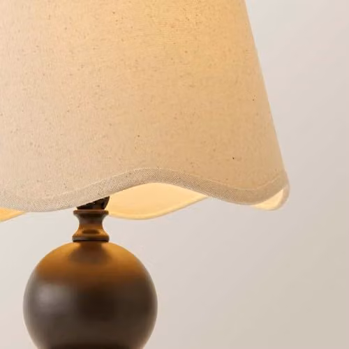 ValueLights Anthony Candlestick Table Lamp with Beige Linen Scallop Shade and Bulb – 4
