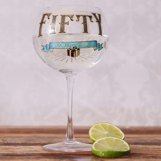 Boxer Gifts Age Fifty Strong and Bold Prohibition Style Gin Bloom Glass, 500 ml, Transparent – 1