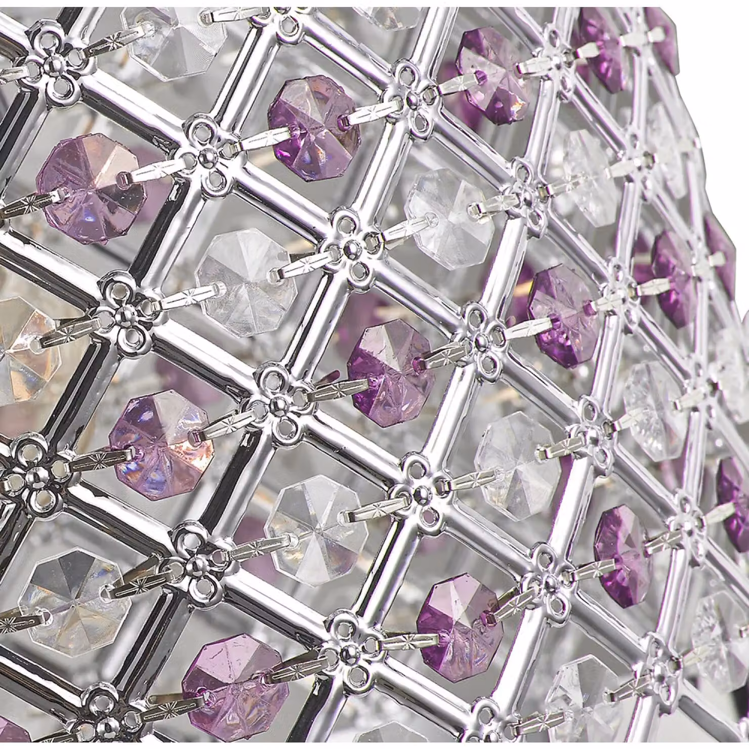 Happy Homewares Modern Round Sparkly Ceiling Pendant Light Shade with Beads in Purple and Transparent Multicolour – 2