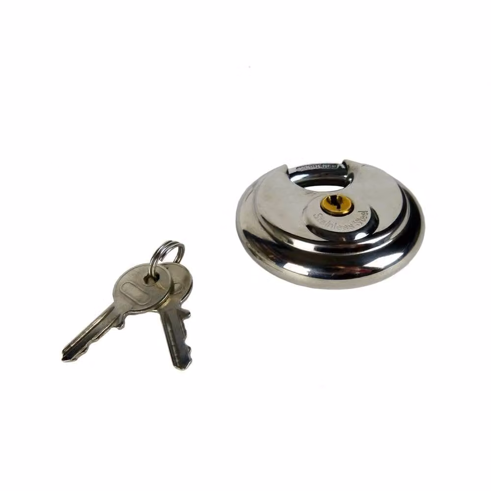 Nordara 70mm Round Discus Shackle Padlock in Stainless Steel, Silver, 2 Pack with 2 Keys – 2