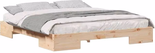 Berkfield Home Durable Solid Pine Floor Bed Frame with Storage, Brown, 200 x 200 cm
