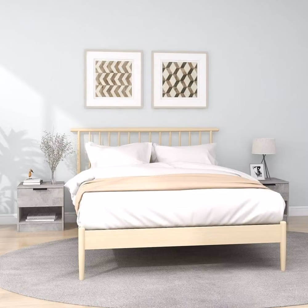 Berkfield Home Set of 2 Modern Bedside Cabinets in Concrete Grey Engineered Wood – 2