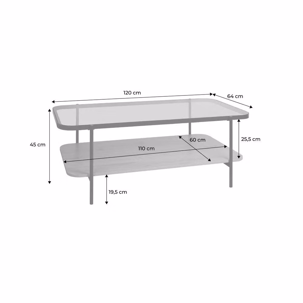 sweeek Vintage Rectangular Coffee Table with Black Metal Frame and Light Brown Wood Effect Top, W/D/H: 120 x 64 x 45 cm – 4