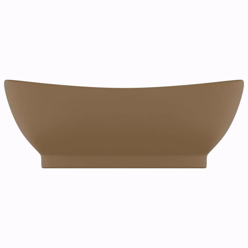 Berkfield Home Luxury Oval Ceramic Basin with Overflow in Tan, W: 58.5 cm, D: 39 cm – 3