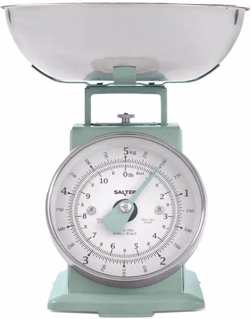 Salter Timeless Manual Mechanical Kitchen Scale with Analog Display, 5kg, Black or Green
