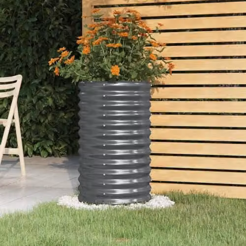 vidaXL Anthracite Galvanised Steel Garden Planter Tub W/D/H: 40 x 40 x 68 cm – 2