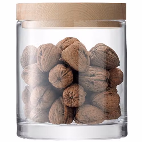 LSA International Lotta Glass Container with Ash Wood Lid, Clear, H: 19 cm – 1