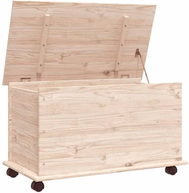 Berkfield Home ALTA Storage Chest with Castors, Solid Pine Wood in Beige, W/D/H: 73 x 39.5 x 44 cm