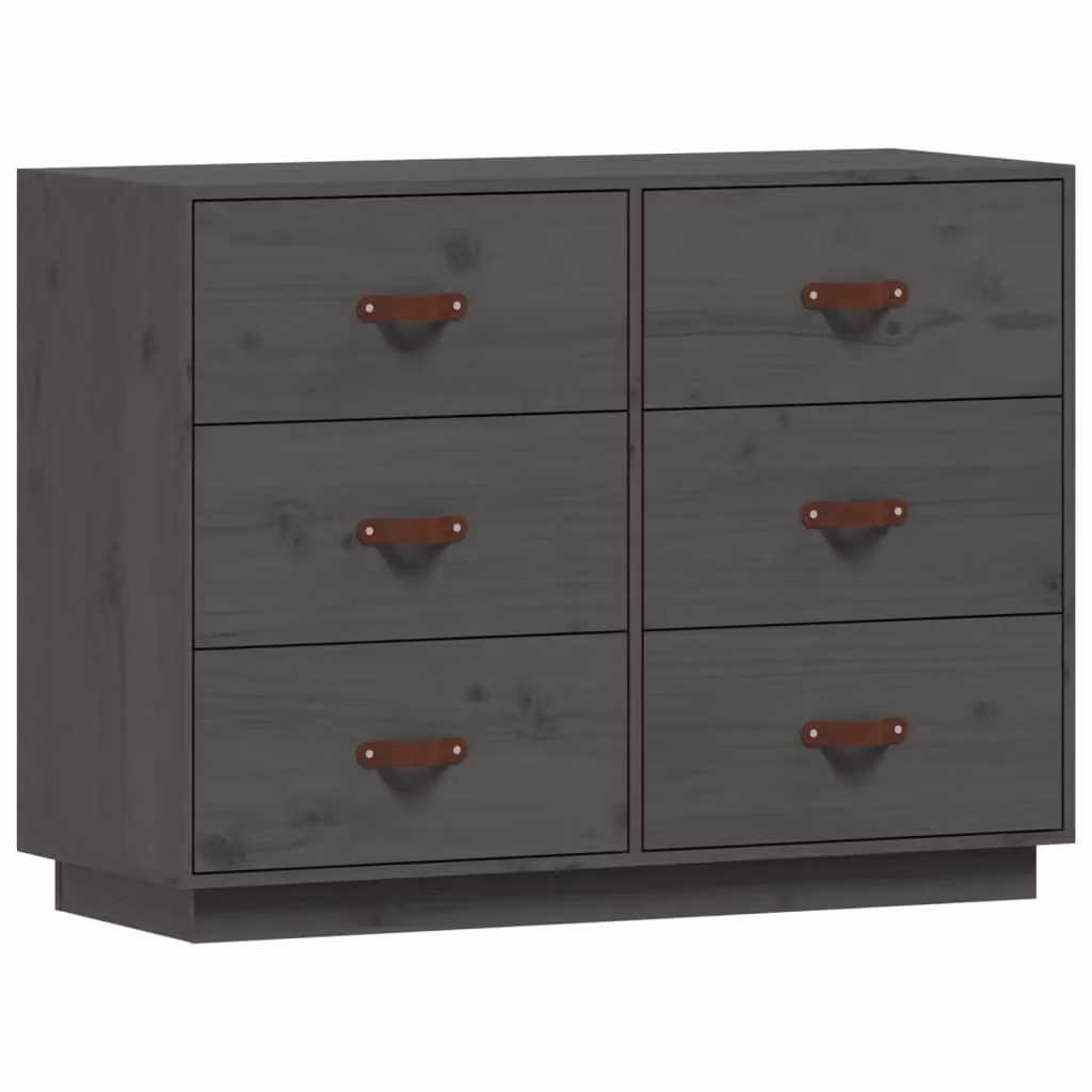 Berkfield Home Grey Rustic Solid Wood Pine Sideboard W/D/H: 100 x 40 x 75 cm – 2