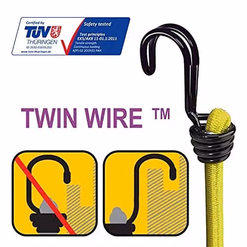 Master Lock Multicolour Bungee Cords with Double Reverse Hooks, Set of 6 (2 x 60 cm, 2 x 80 cm, 2 x 100 cm)