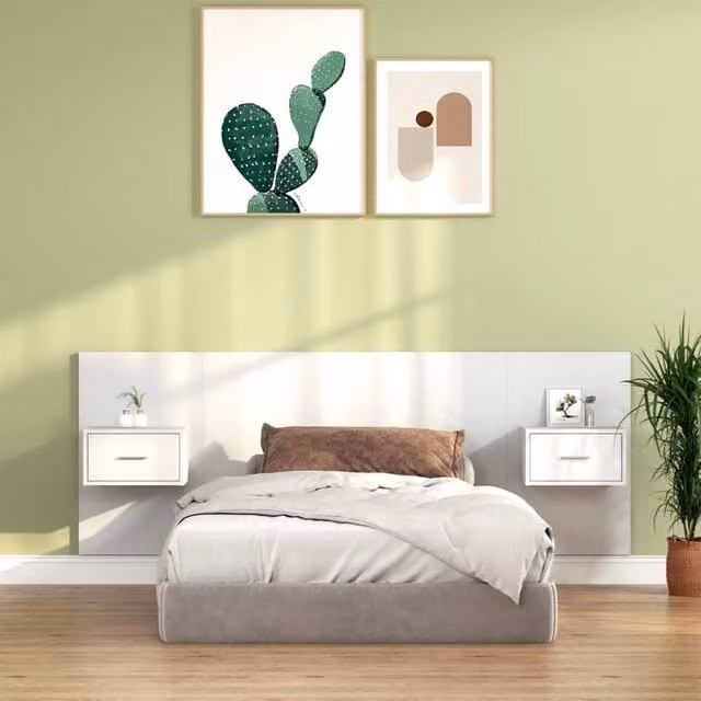 Berkfield Home Bed Headboard with Cabinets in White Matt Engineered Wood – 1