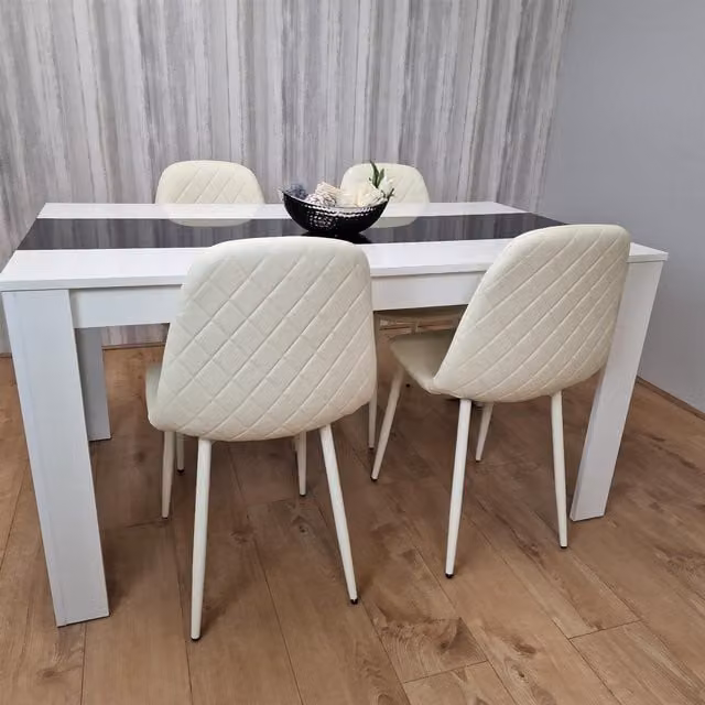 KOSY KOALA Modern Dining Set with Rectangular Table and 4 Chairs in Brown, White and Black