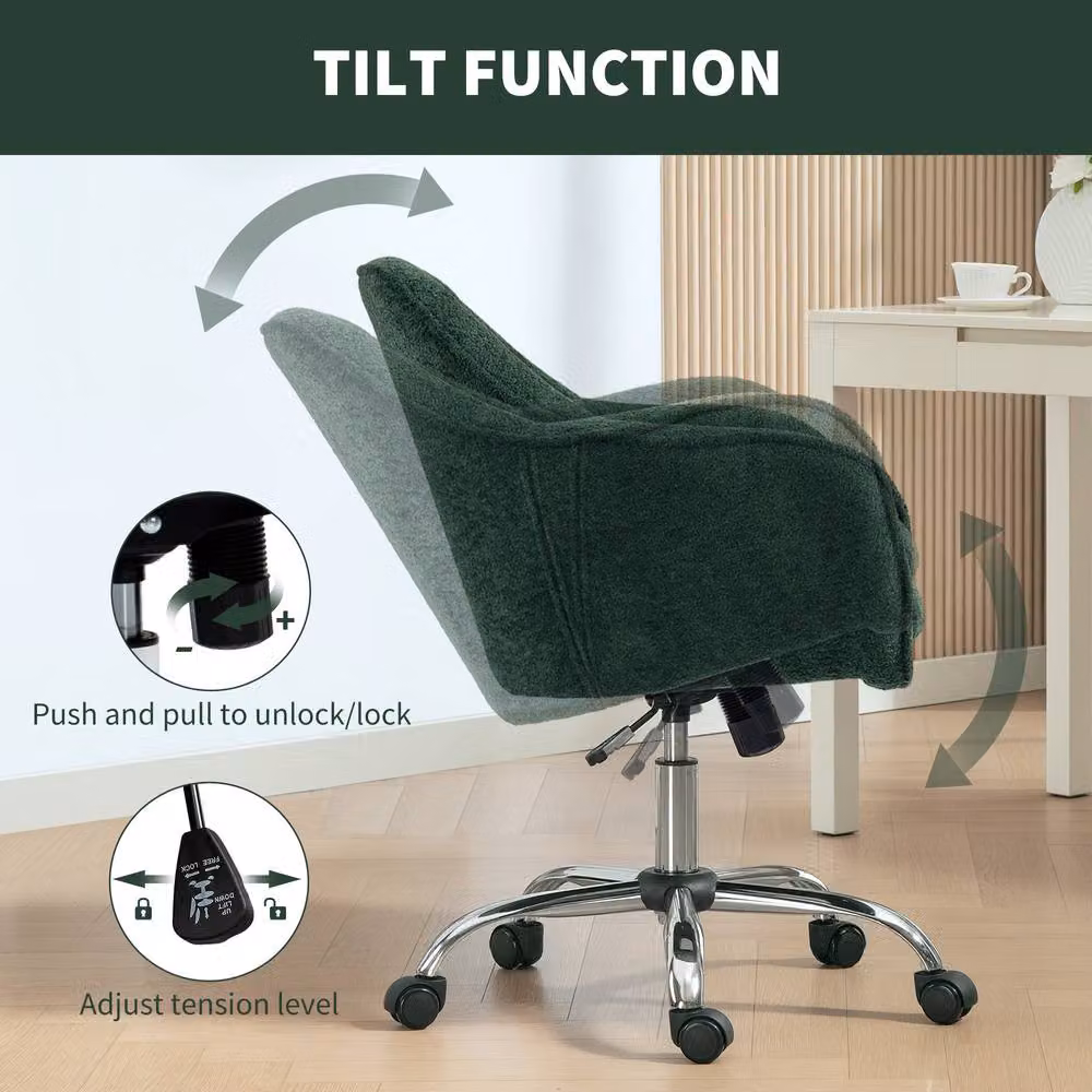 STILVORA Green Velvet Office Chair with 360 Degree Swivel and Rocking Motion – 5