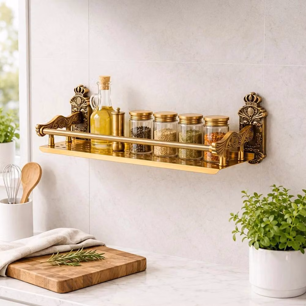 KORVIXA Vintage Brass Wall Shelf in Bronze – 2