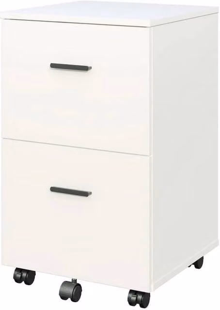 KORVIXA White 2 Drawer Mobile File Cabinet with Castors for Home Office