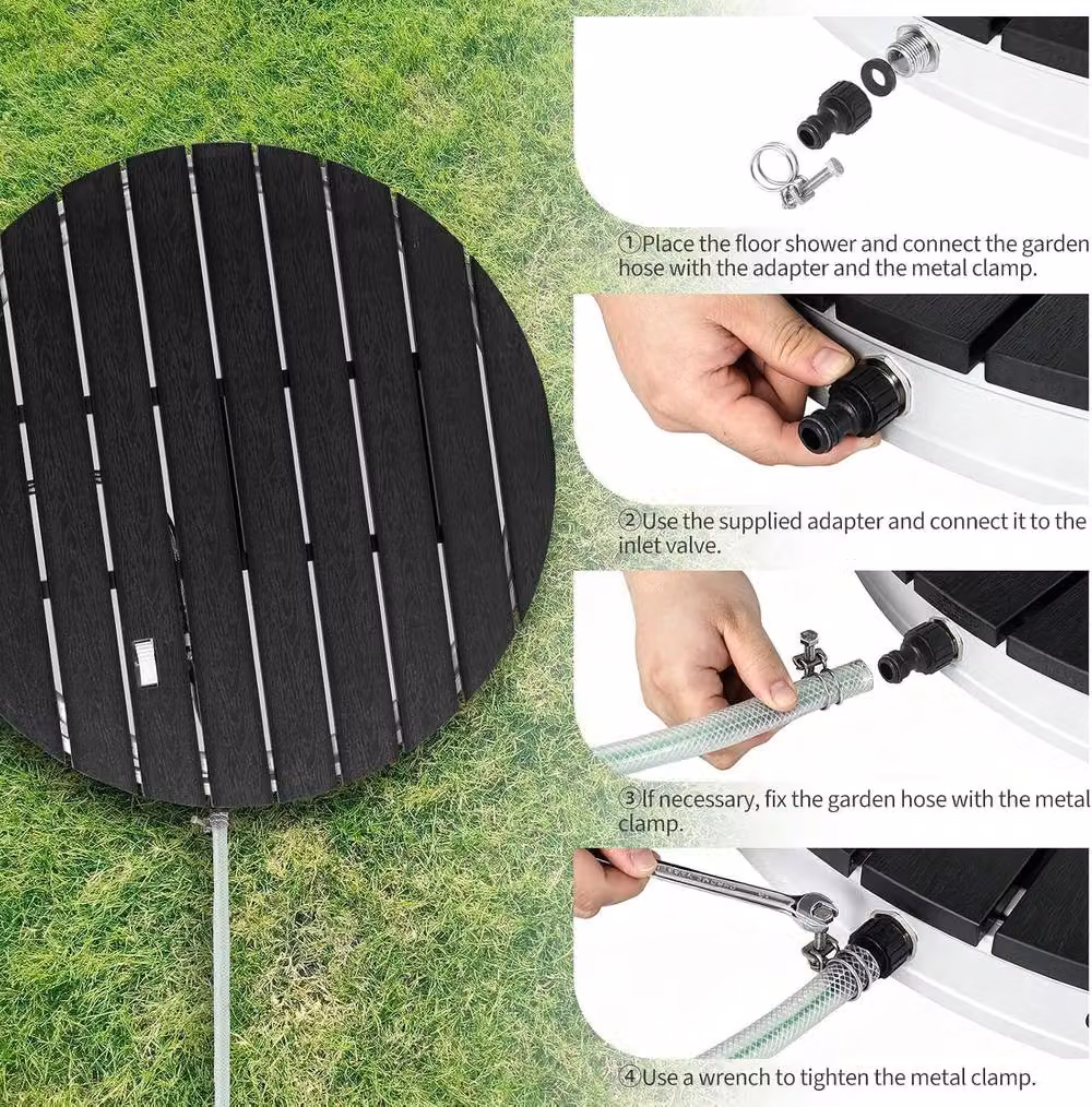 London Boutique Portable Garden Shower Kit in Black with 4.5m Adjustable Hose – 3