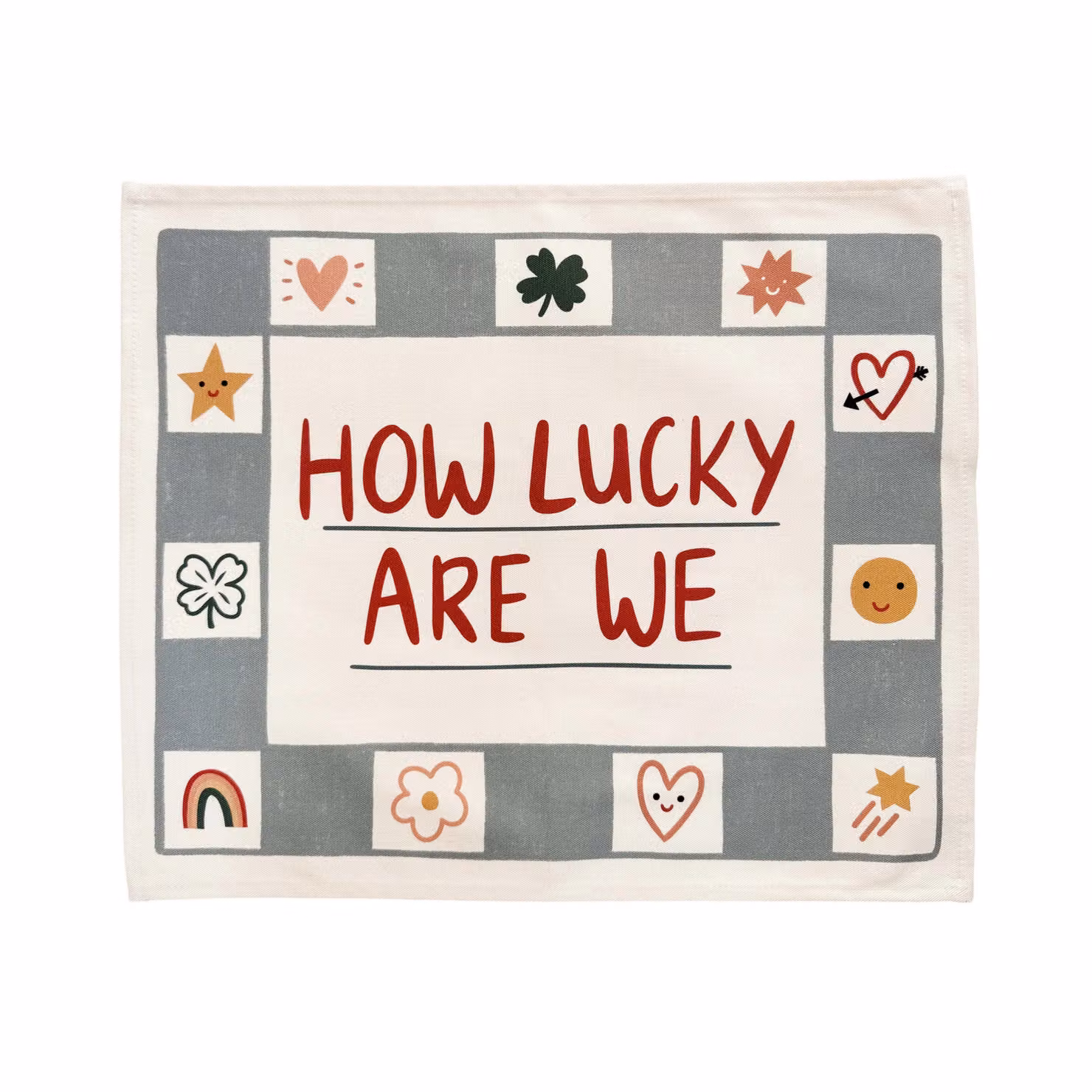 Kid of the Village How Lucky Are We Red Textile Wall Hanging Banner W/D/H: 50 x 40 x 50 cm – 2
