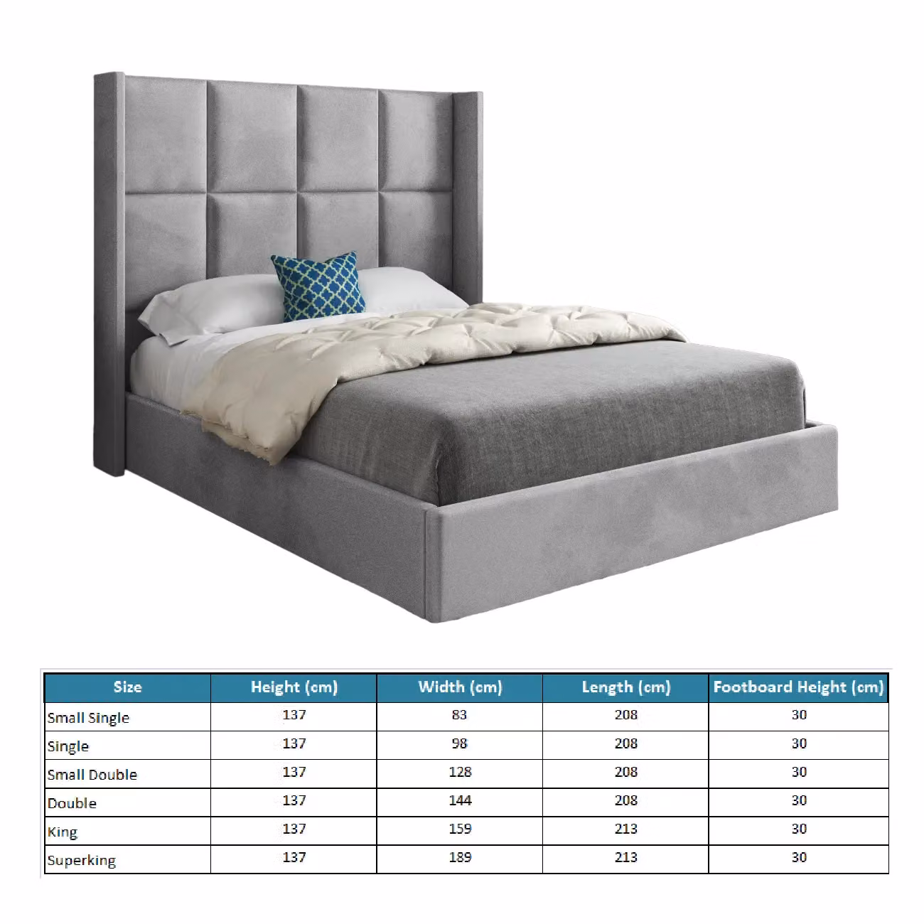KDMD Quanta Super King Upholstered Velvet Bed Frame in Grey – 4