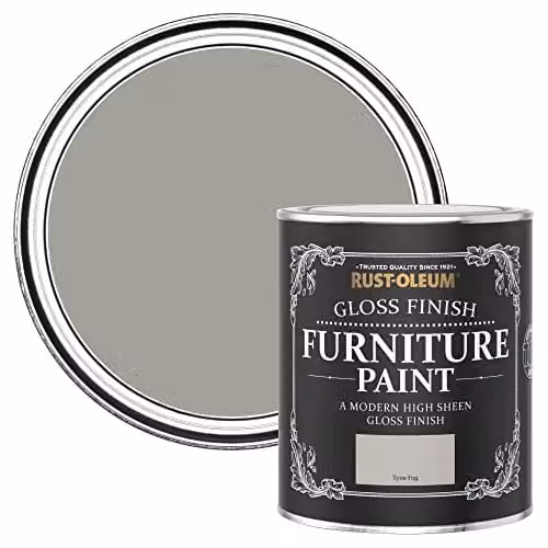 Rust-Oleum Grey Gloss Water-Based Furniture and Skirting Board Paint, 750ml – 1