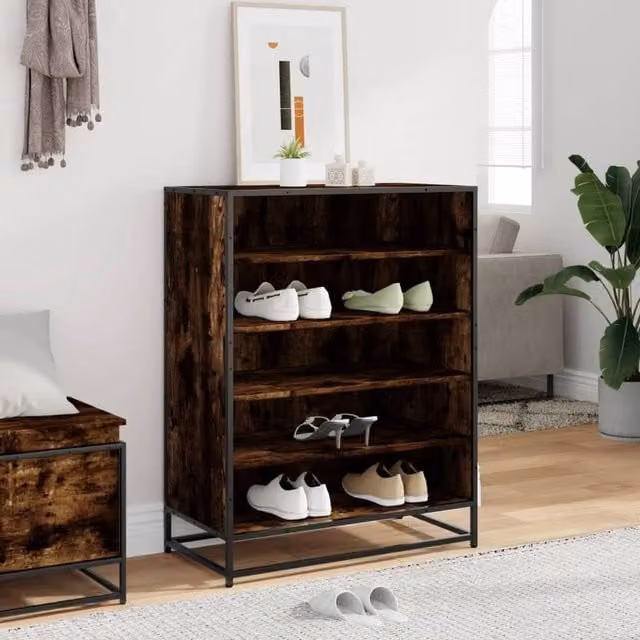 Berkfield Home Smoked Oak Shoe Cabinet in Brown, W/D/H: 75 x 38 x 97.5 cm – 1