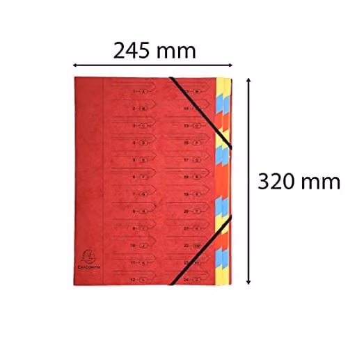Exacompta Red Stapled Spine Multipart File with 24 Multicoloured Tabs for A4 Documents – 2