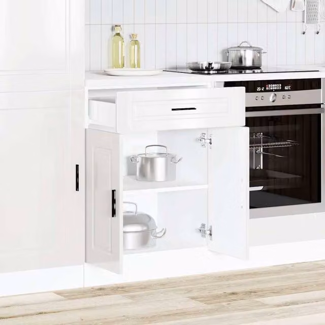 Berkfield Home Porto High Gloss White Engineered Wood Kitchen Base Cabinet W/D/H: 60.0 x 46.0 x 81.5 cm – 1