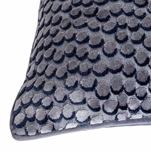 HOEM Lanzo Cut Velvet Piped Cushion in Blue Multicolour, W/D/H: 45 x 45 x 45 cm – 3