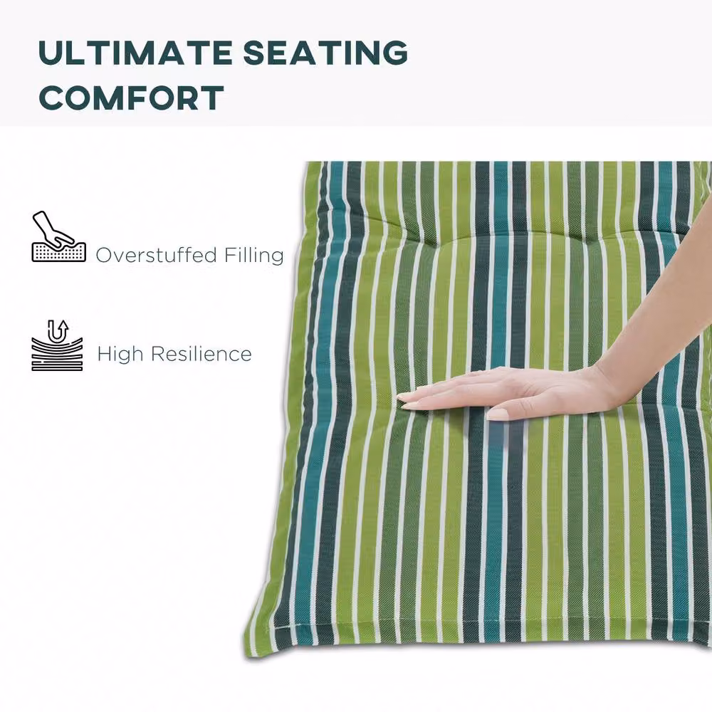 Outsunny Set of 2 Green Foam Padded Rectangular Garden Bench Replacement Cushions – 4