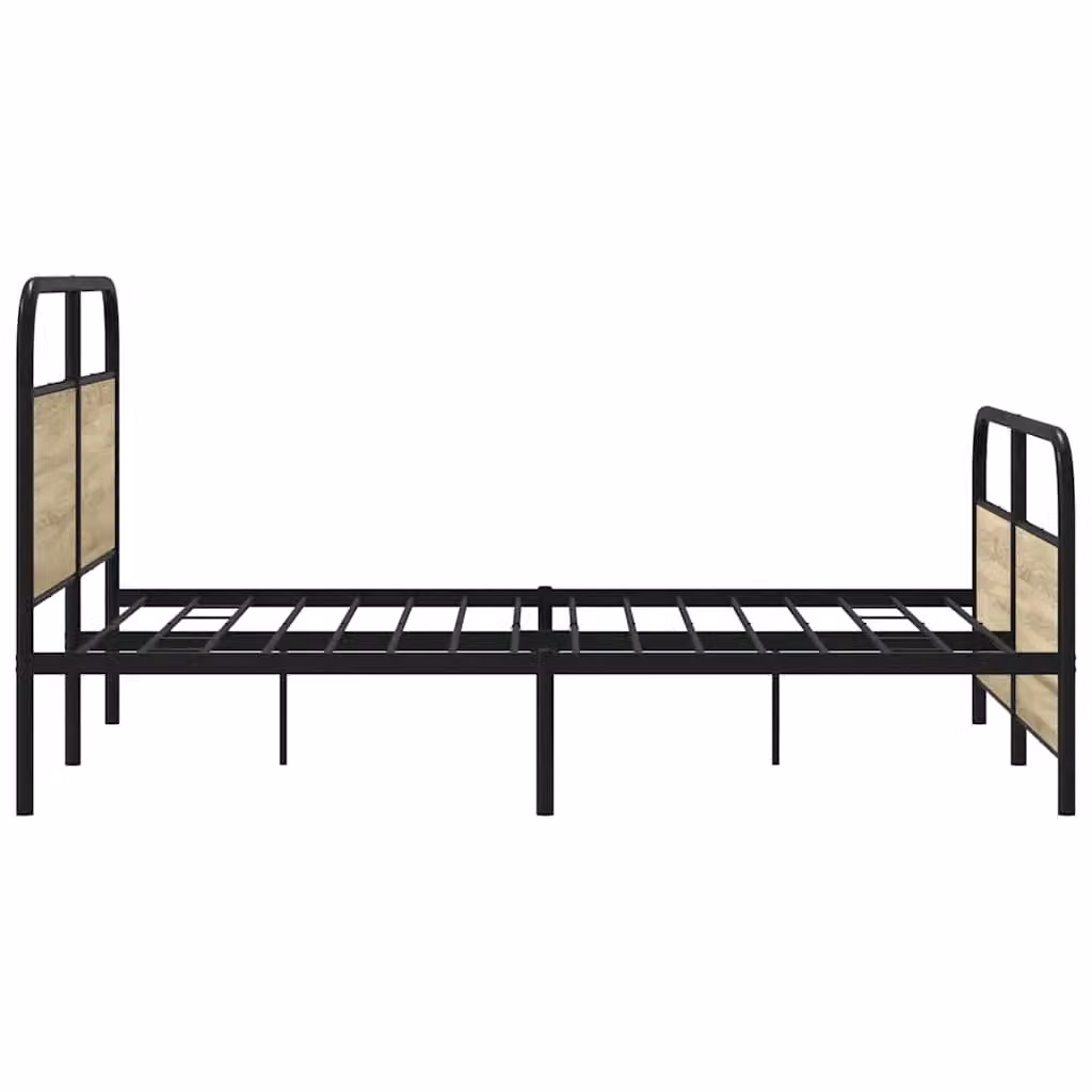 Berkfield Home Metal Bed Frame in Sonoma Oak, Brown, W/D/H: 150 x 200 cm – 2