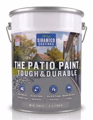 Siramico Coatings The Patio Paint in Mid Grey, 5 Litre Water-Based Mould-Resistant Dispersion for Patios, Walkways and Concrete – 1