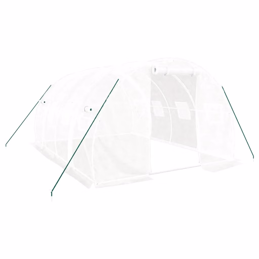 Berkfield Home Freestanding Steel Frame Greenhouse in White, W/D/H: 4 x 3 x 2 m – 2