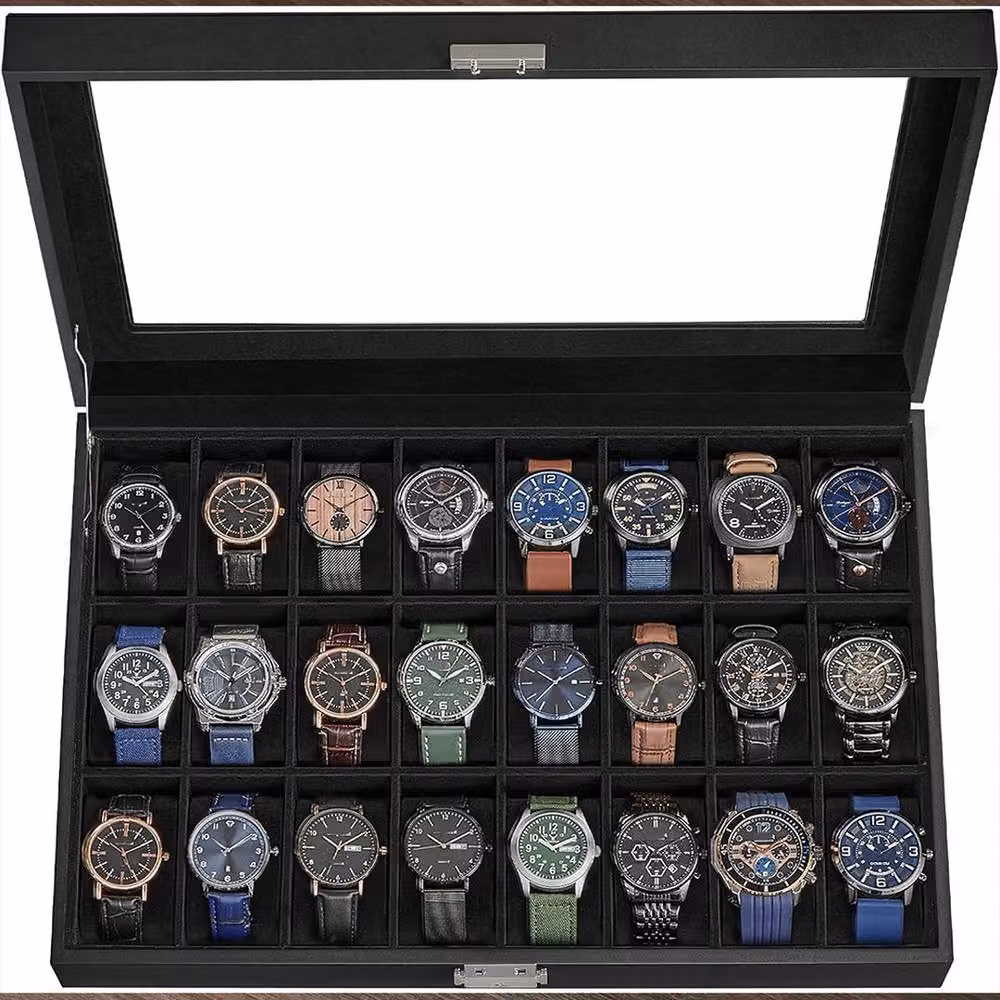 Uten Black Glass Jewelry Box and Watch Display Storage Holder with Lid – 6