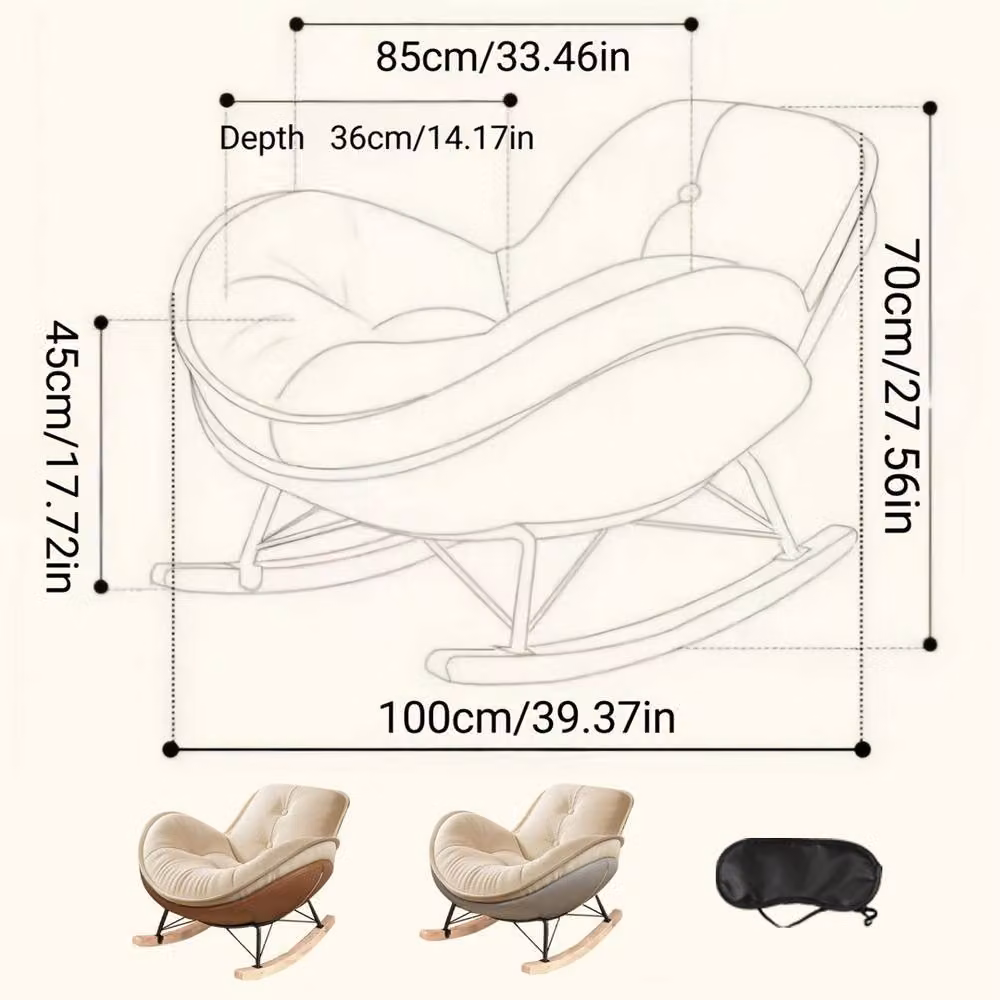 Ventryn Rocking Chair Recliner with Armrests in Warm White – 2