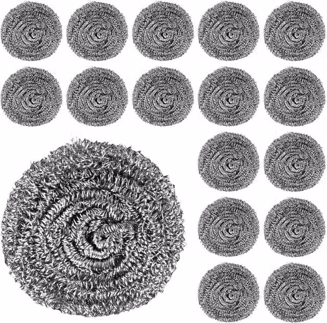 EONLION Stainless Steel Kitchen Scourers, 16 Pieces, Silver – 1