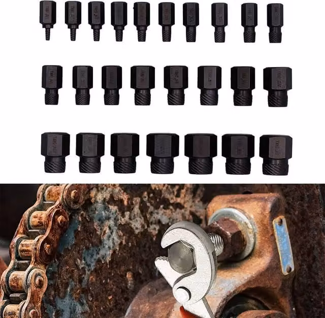 VOGREX 25-Piece Easy Out Bolt and Screw Extractor Set in Black