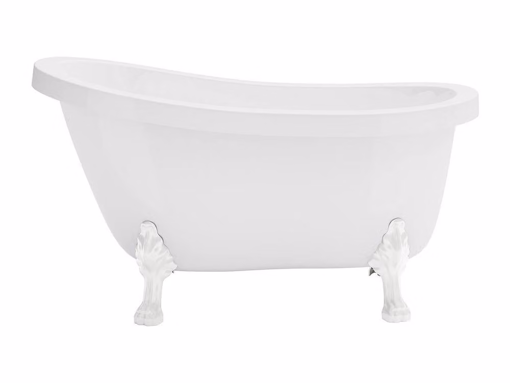 NISOS Retro Oval Free Standing Island Bath in White with 200 L Capacity, W/D/H: 145 x 74 x 77 cm – 2