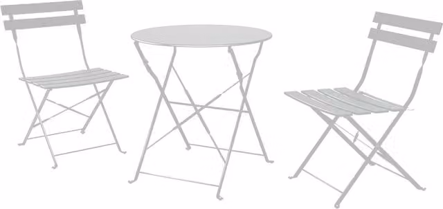Gr8 Garden 3 Piece Grey Folding Bistro Furniture Set with Round Table and Chairs