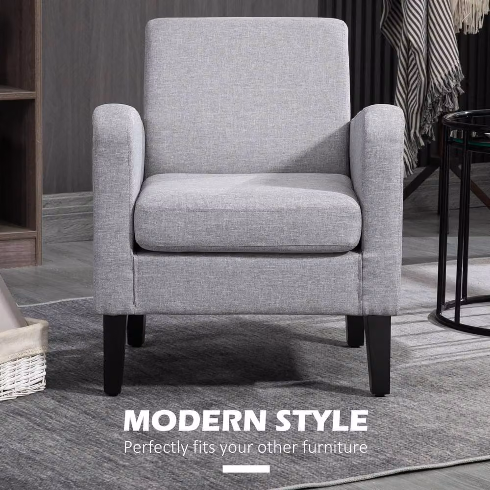 Wyld Haus Nimi Set of 2 Modern Grey Fabric Accent Armchairs with Black Legs and Solid Wood Frame – 3