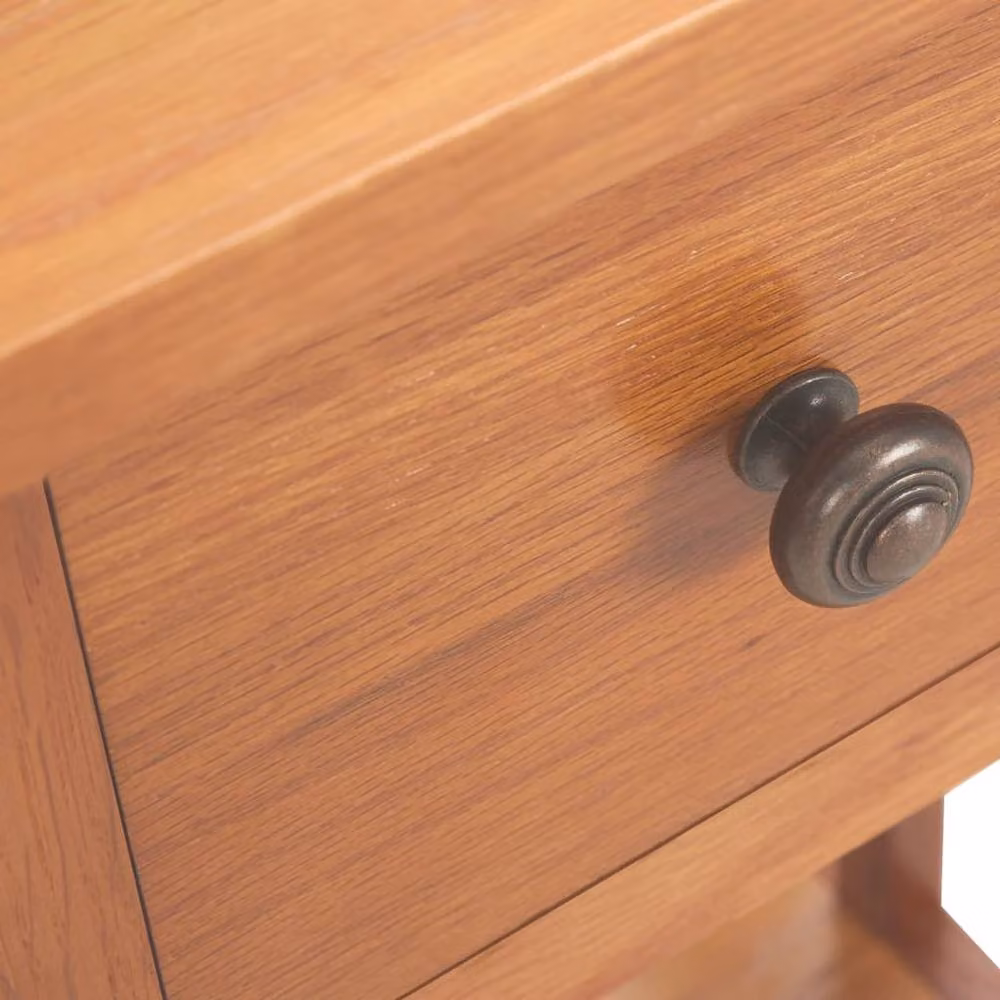 Berkfield Home Magazine Table with Drawer in Brown Solid Oak Wood, W/D/H: 35 x 27 x 55 cm – 3