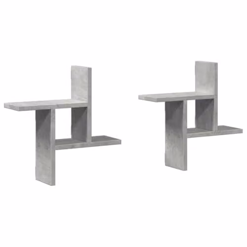 vidaXL Set of 2 Wall Mounted Shelves in Concrete Grey, Engineered Wood, W: 38 cm, D: 12 cm, H: 38 cm – 1